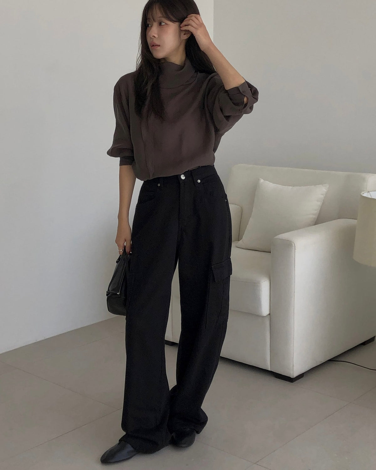 ️ 166 wool denim cargo pants-2col