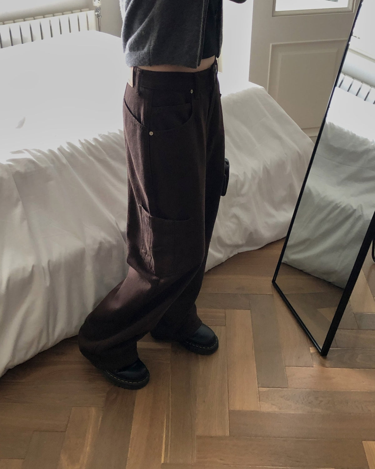 ️ 166 wool denim cargo pants-2col