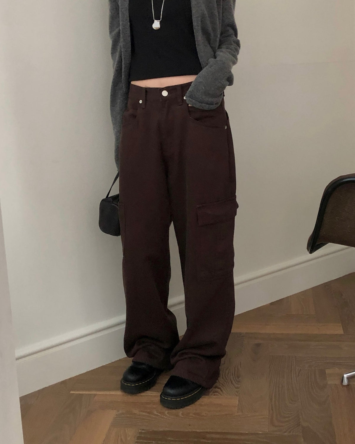 ️ 166 wool denim cargo pants-2col
