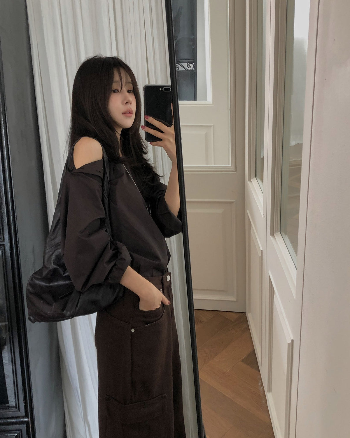 ️ 166 wool denim cargo pants-2col
