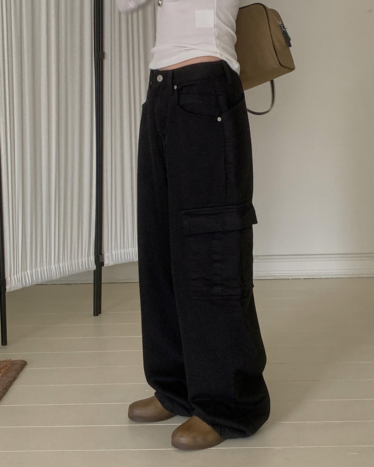 ️ 166 wool denim cargo pants-2col