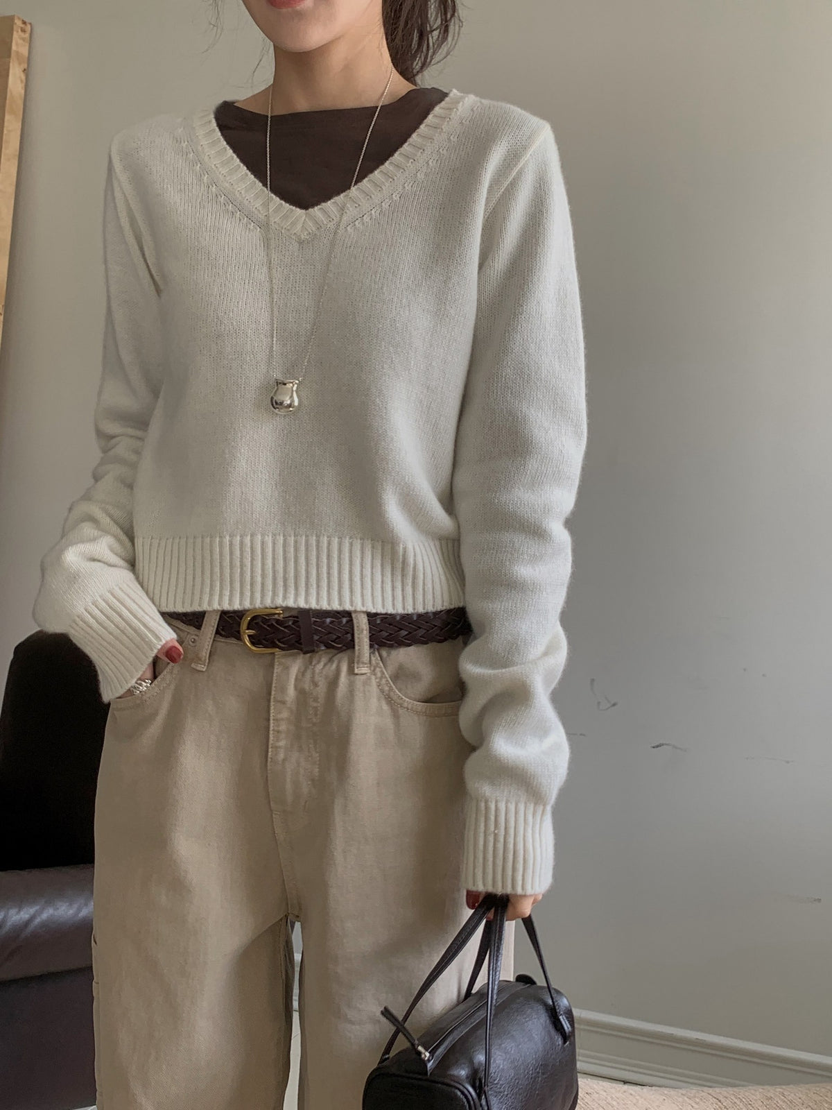 ️ wool v-neck knit-4col
