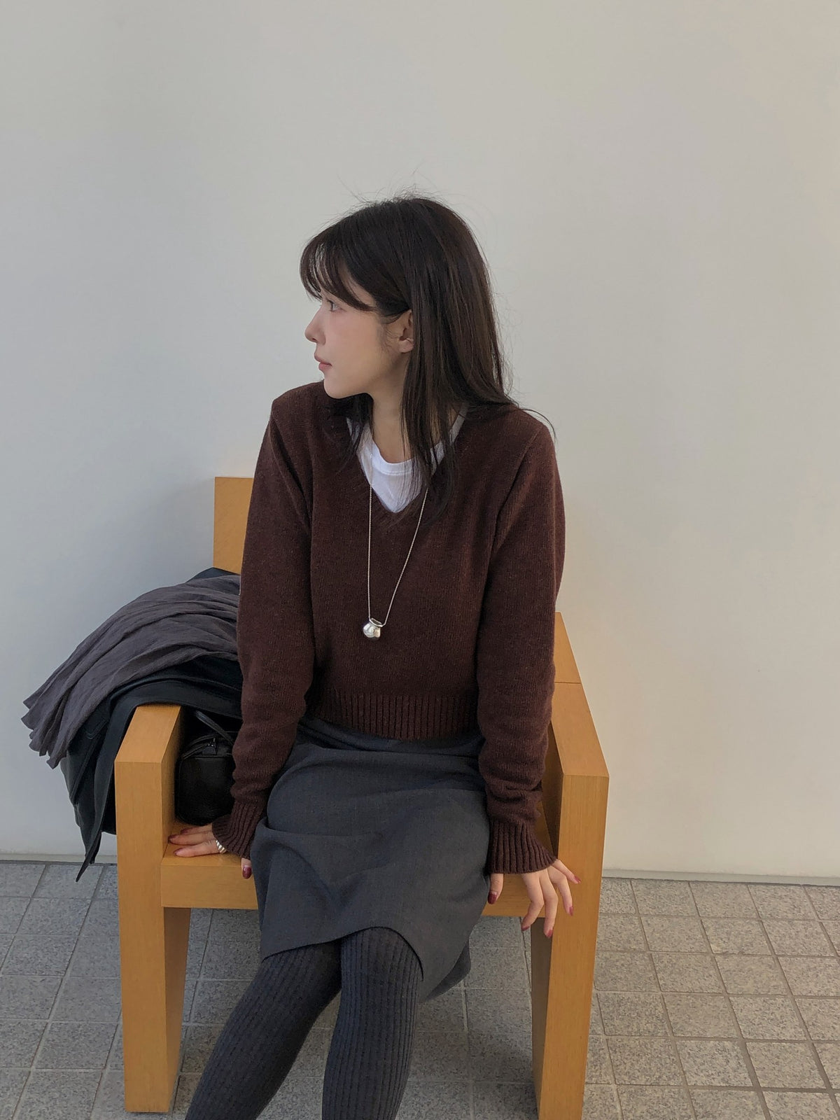 ️ wool v-neck knit-4col