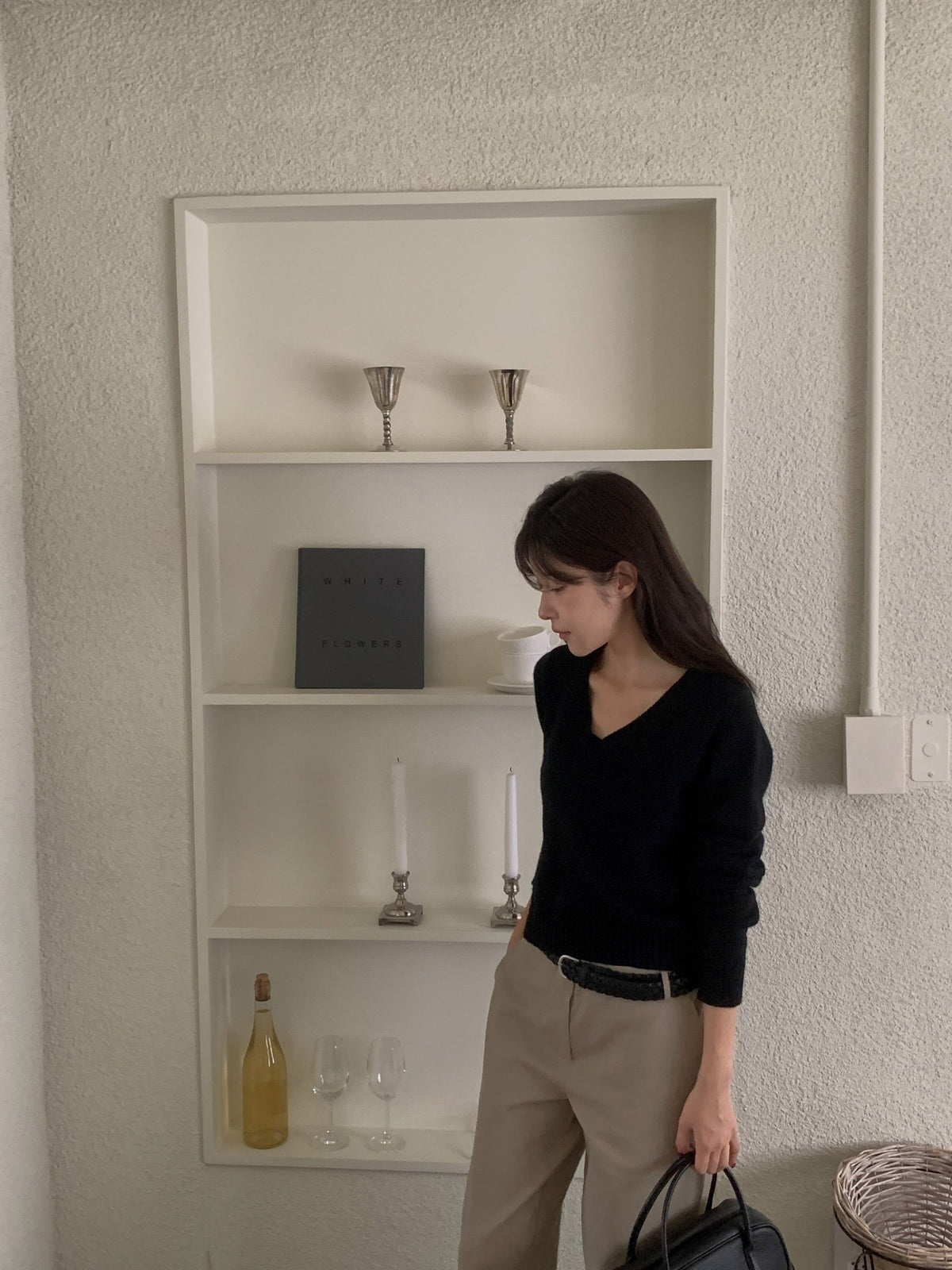 ️ wool v-neck knit-4col