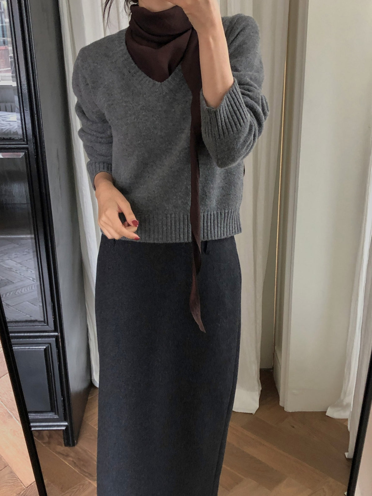 ️ wool v-neck knit-4col