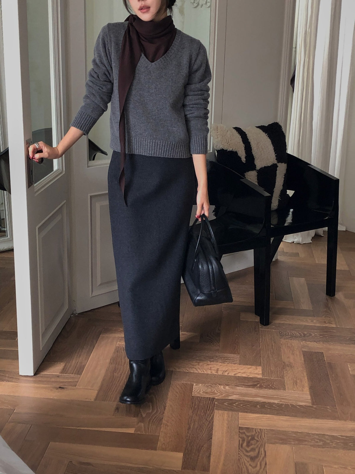 ️ wool v-neck knit-4col