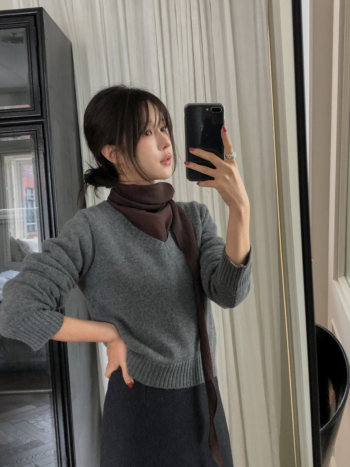 ️ wool v-neck knit-4col