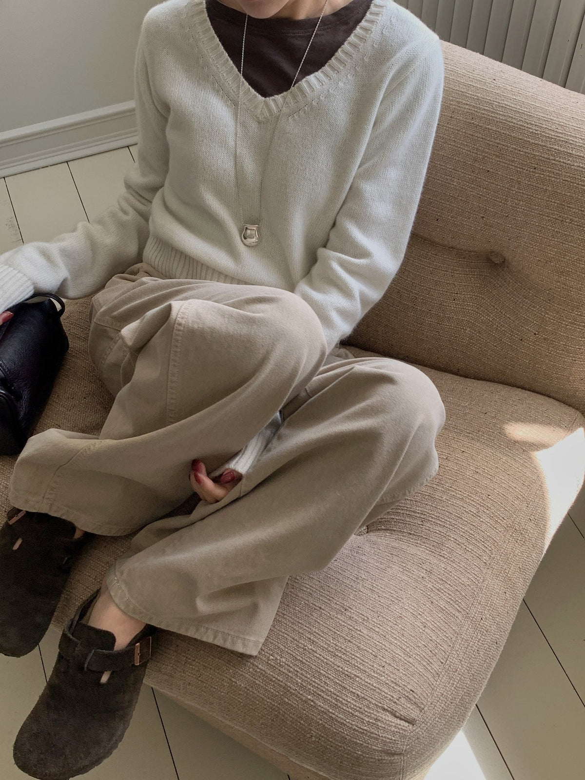 ️ wool v-neck knit-4col