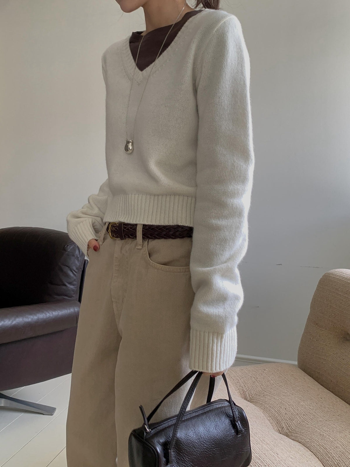 ️ wool v-neck knit-4col
