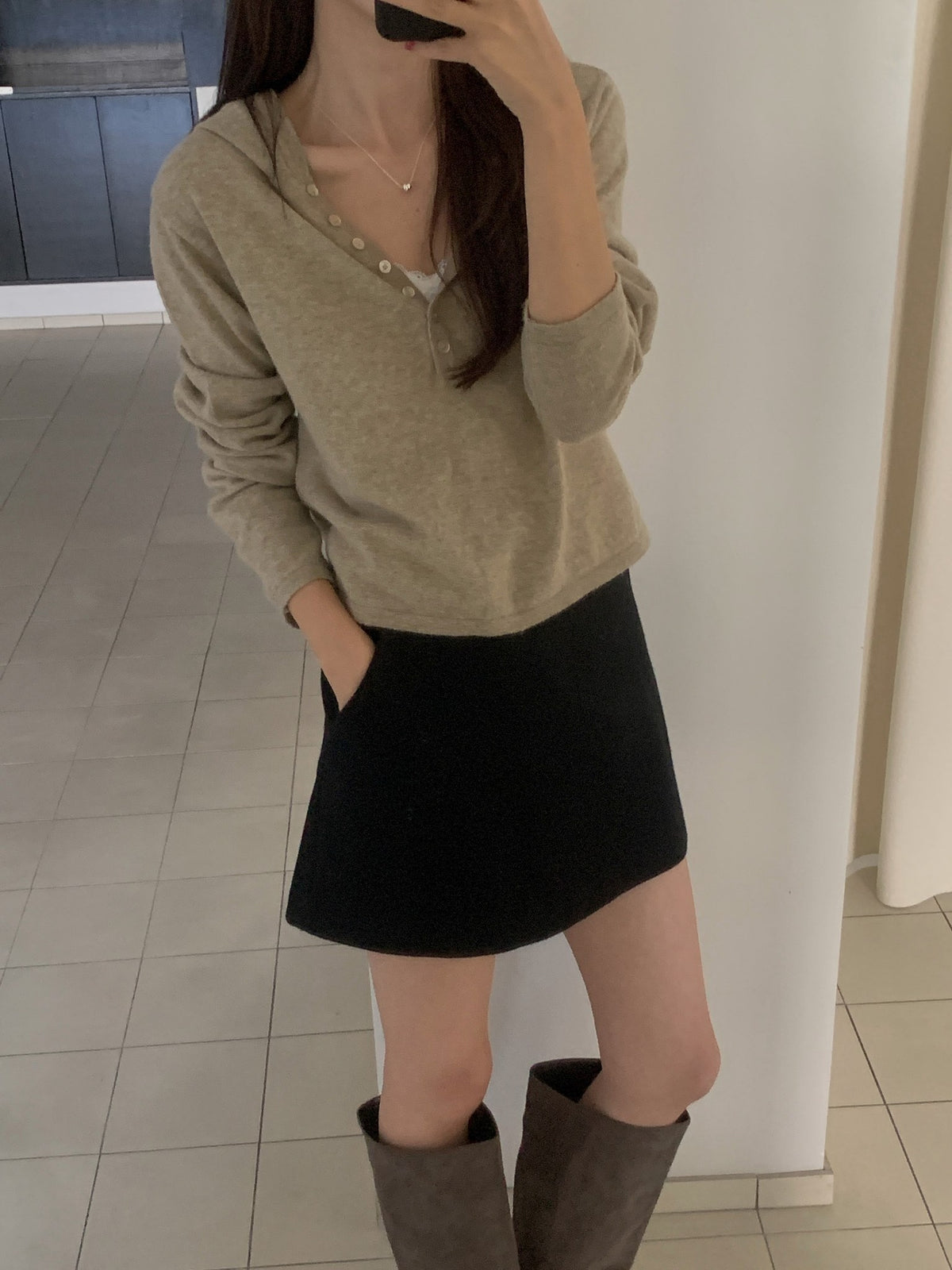 ️ hooded knit-3col