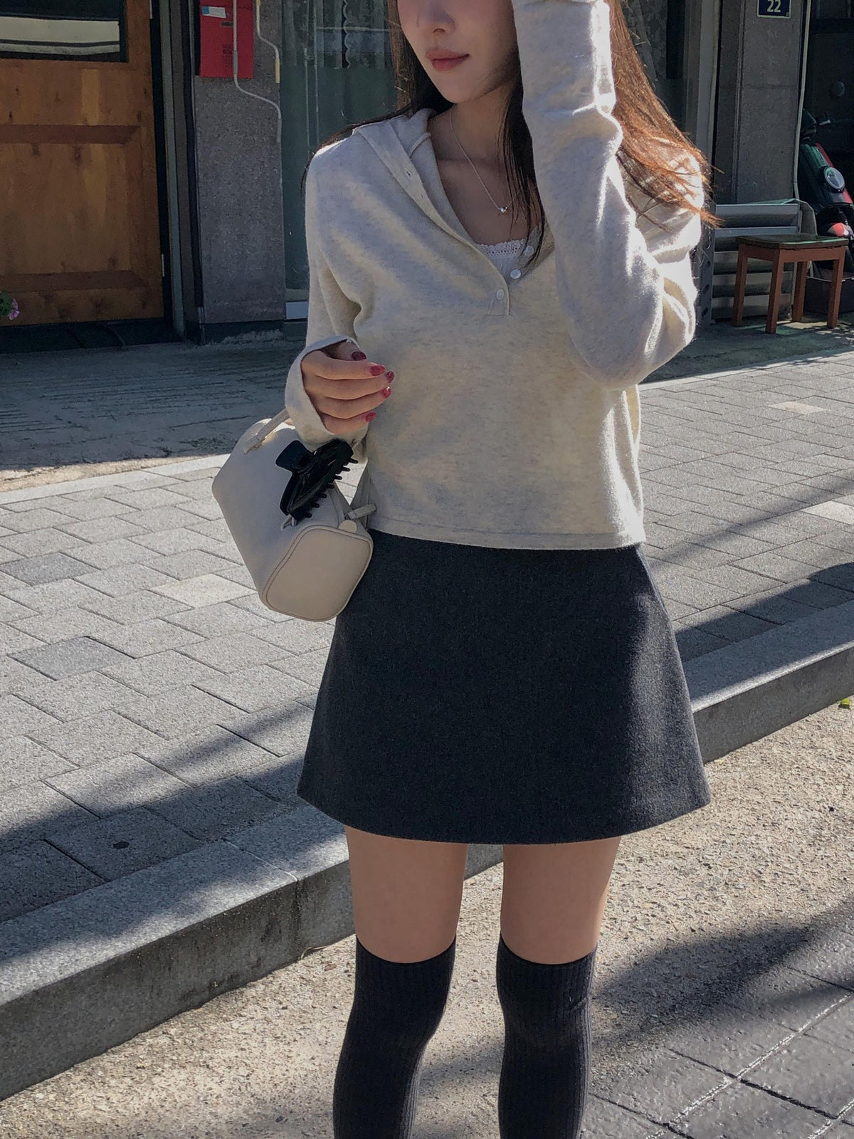 ️ hooded knit-3col
