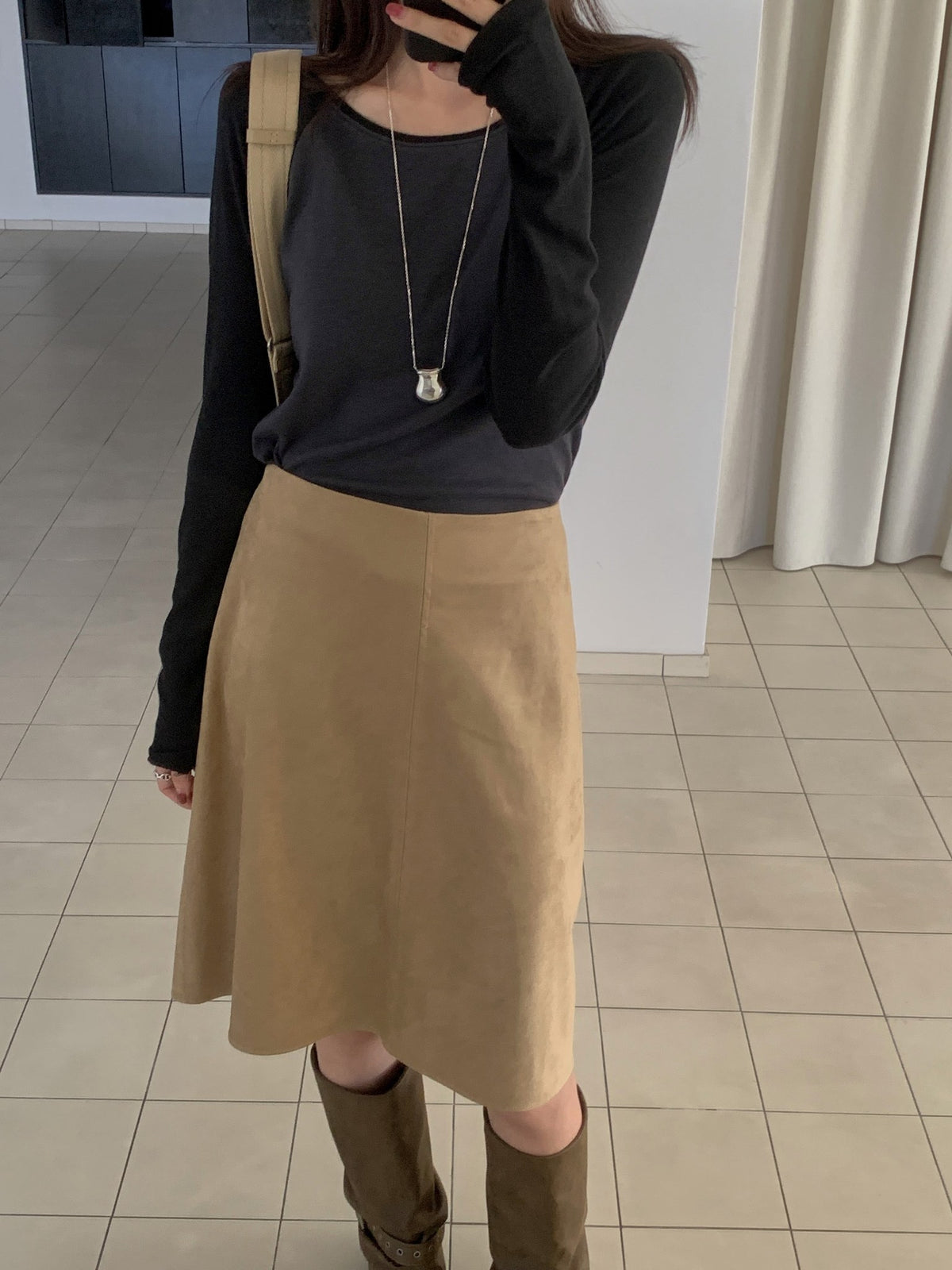 ️ charlie suede skirt-2col