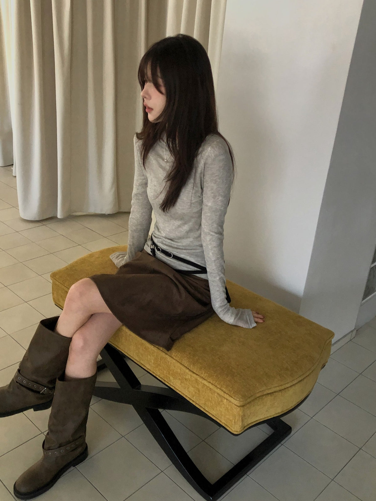 ️ charlie suede skirt-2col