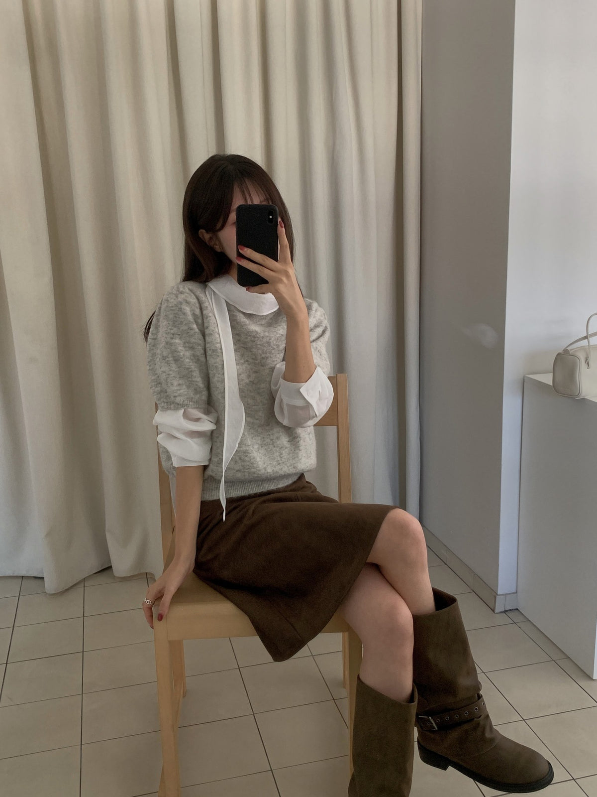 ️ charlie suede skirt-2col