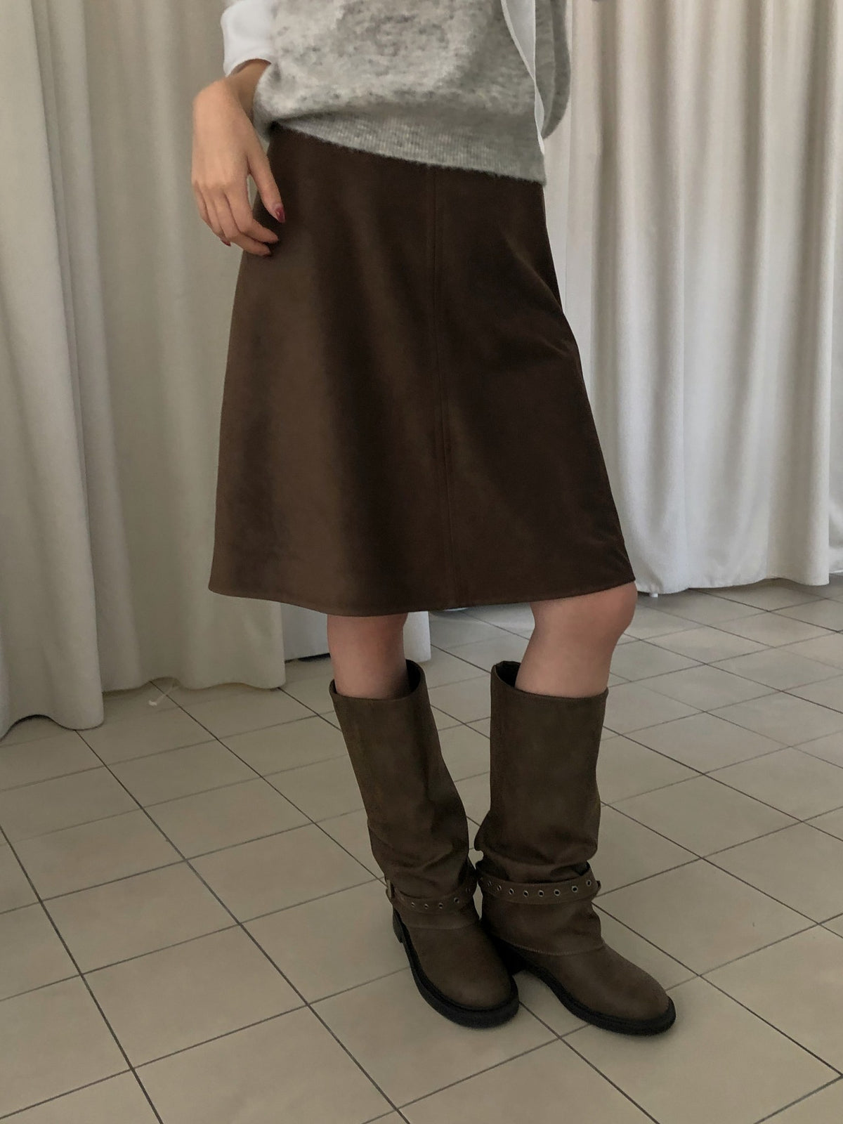 ️ charlie suede skirt-2col