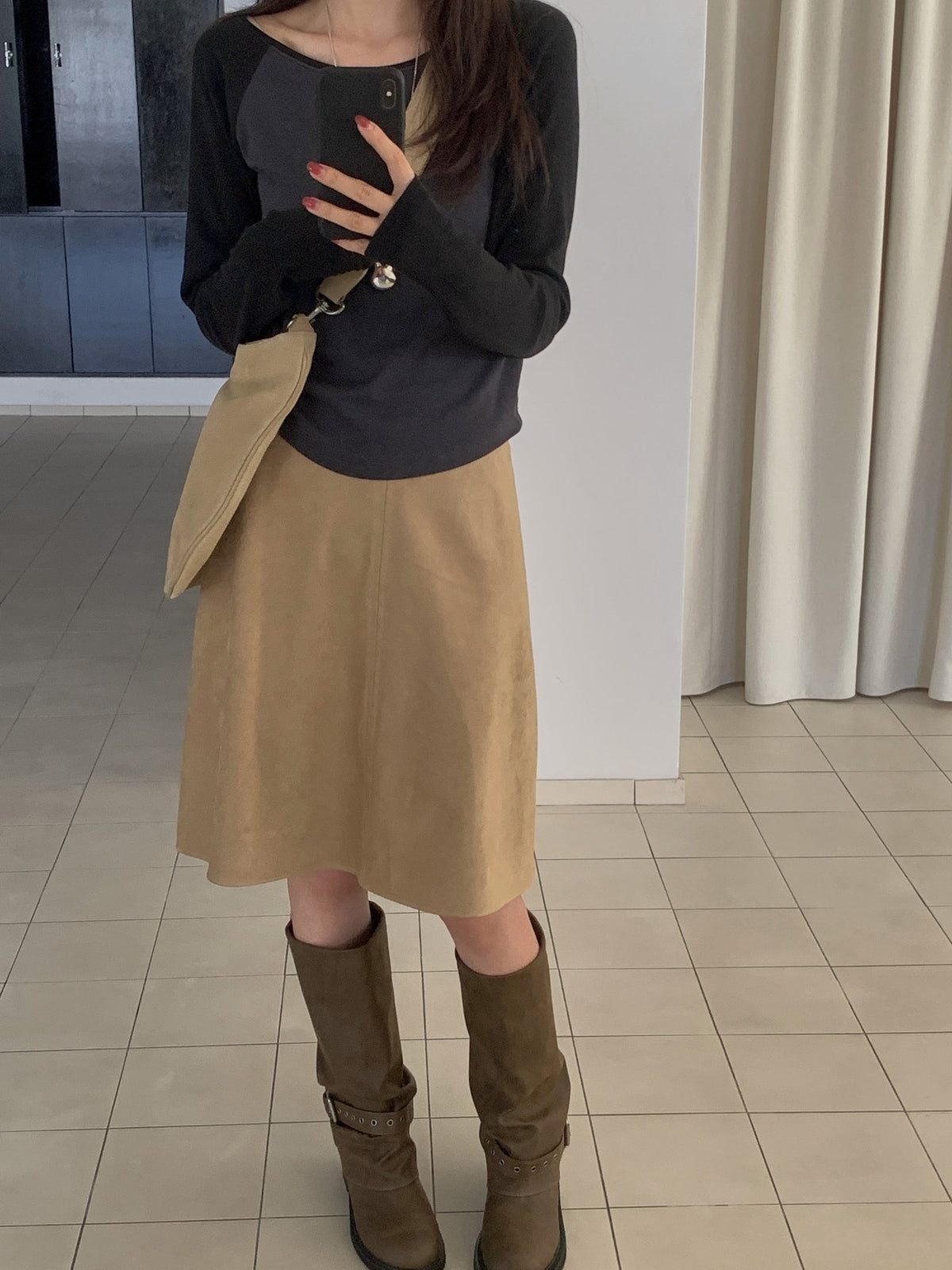 ️ charlie suede skirt-2col