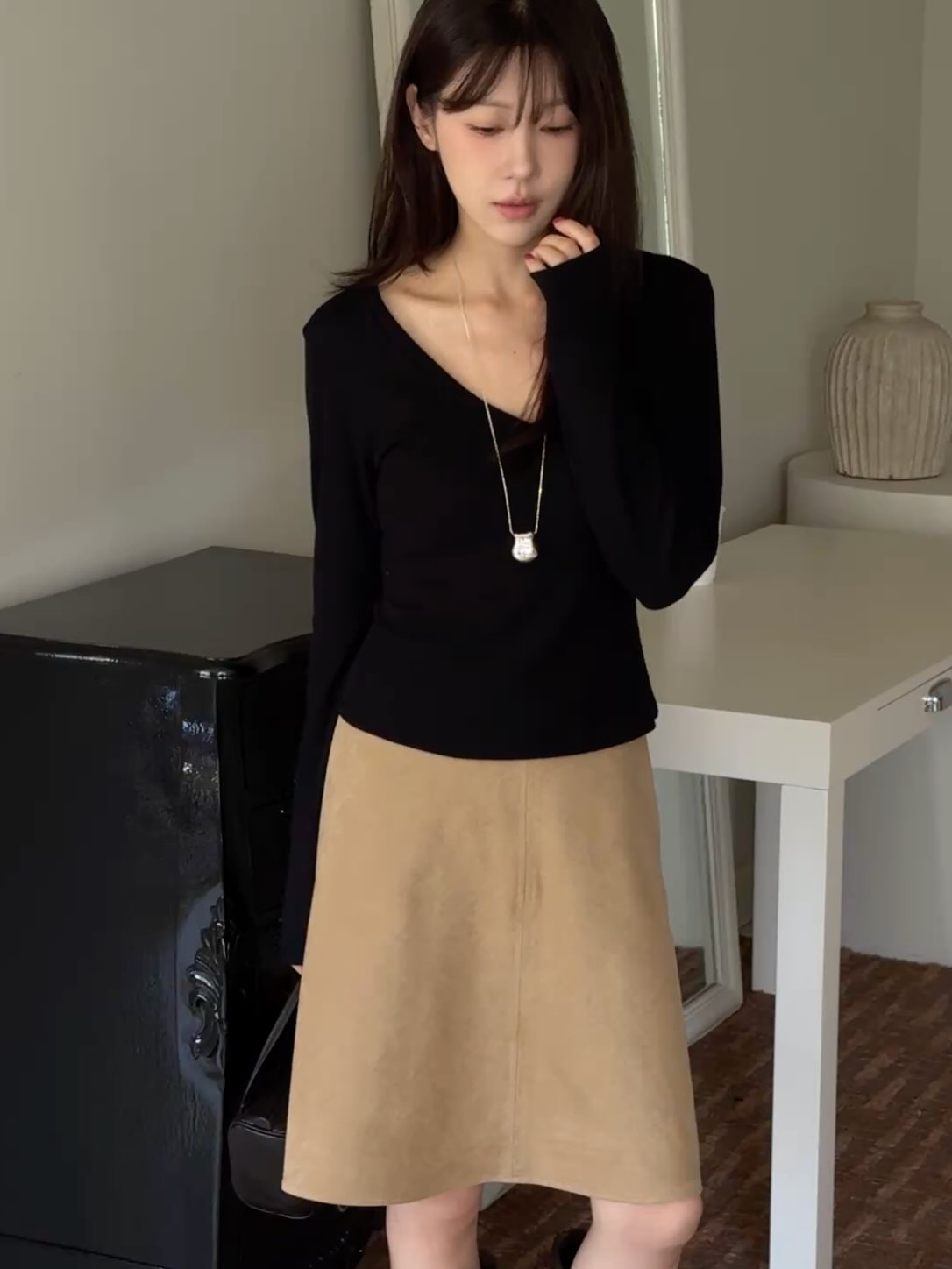 ️ charlie suede skirt-2col