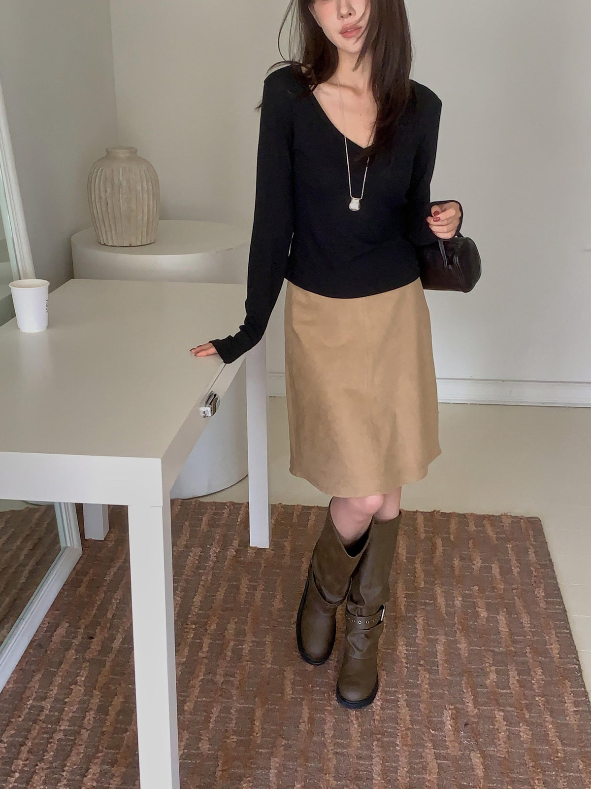 ️ charlie suede skirt-2col