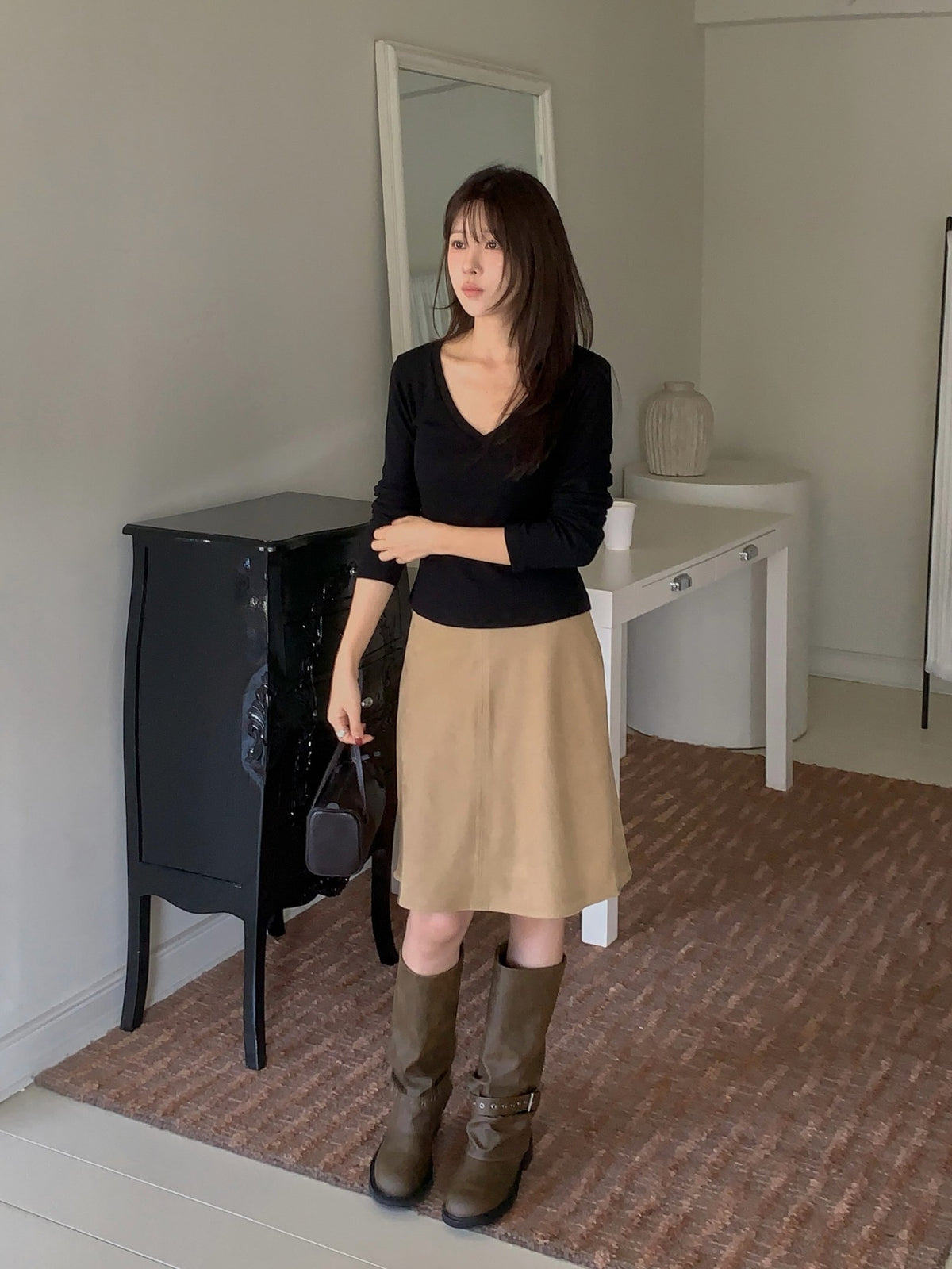 ️ charlie suede skirt-2col