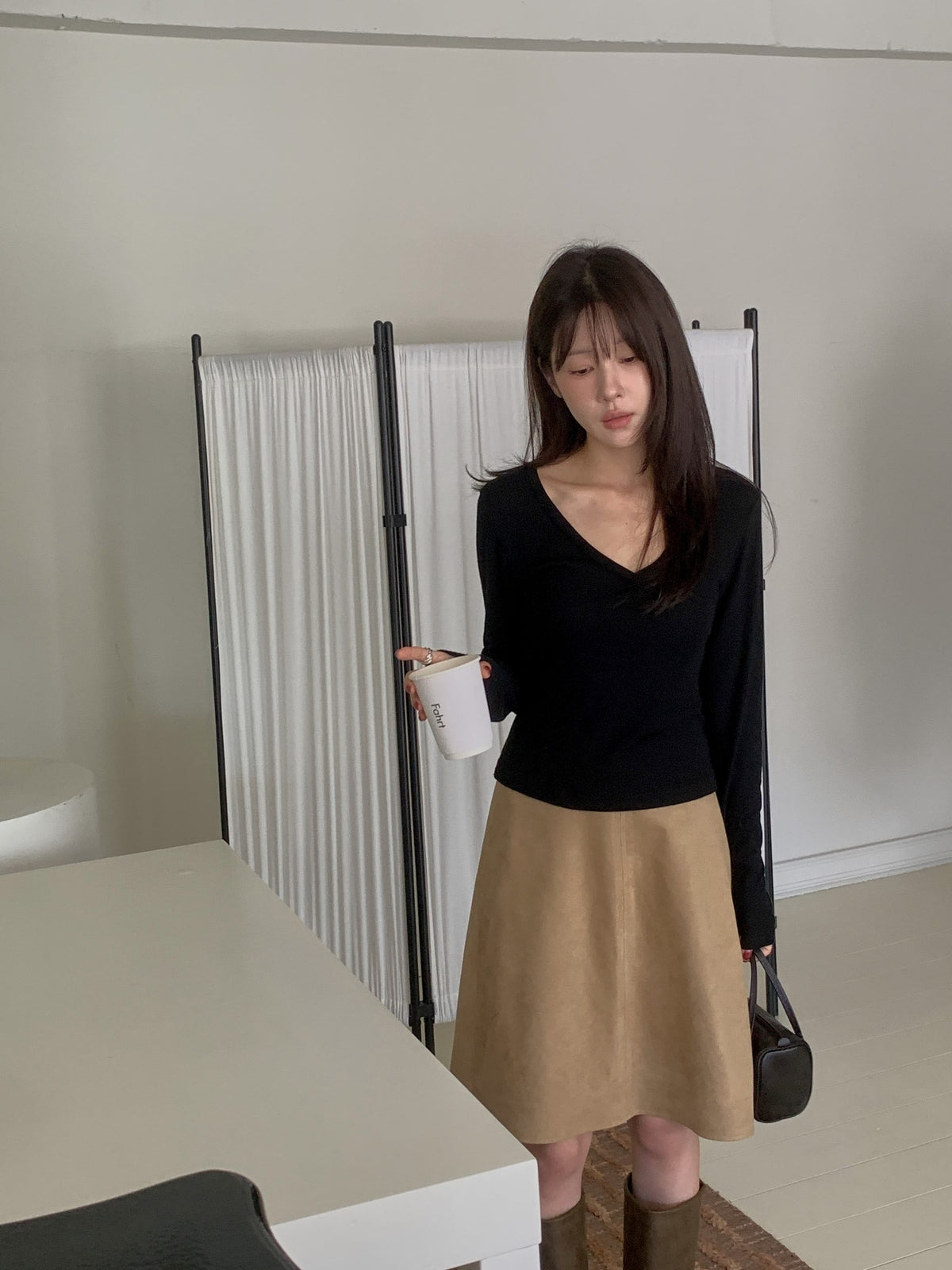 ️ charlie suede skirt-2col