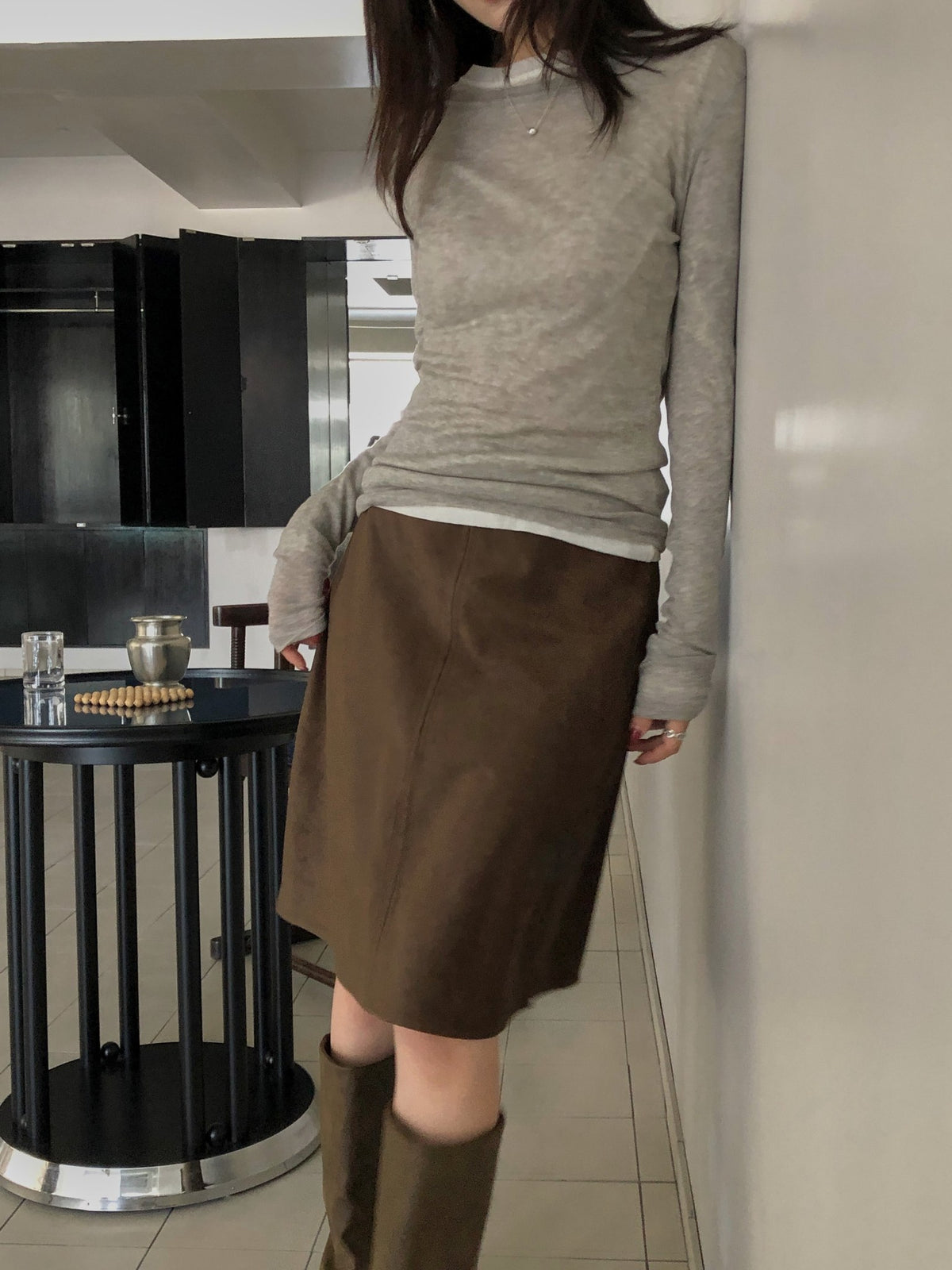 ️ charlie suede skirt-2col