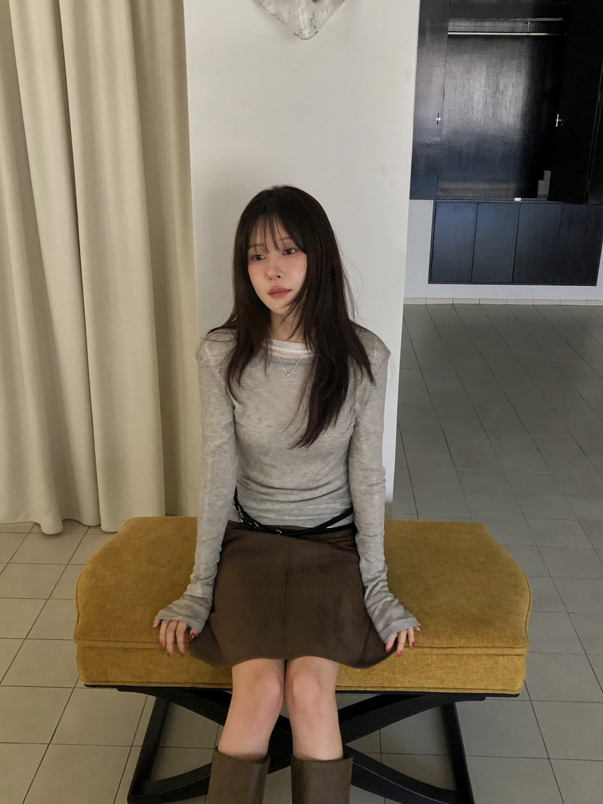 ️ charlie suede skirt-2col
