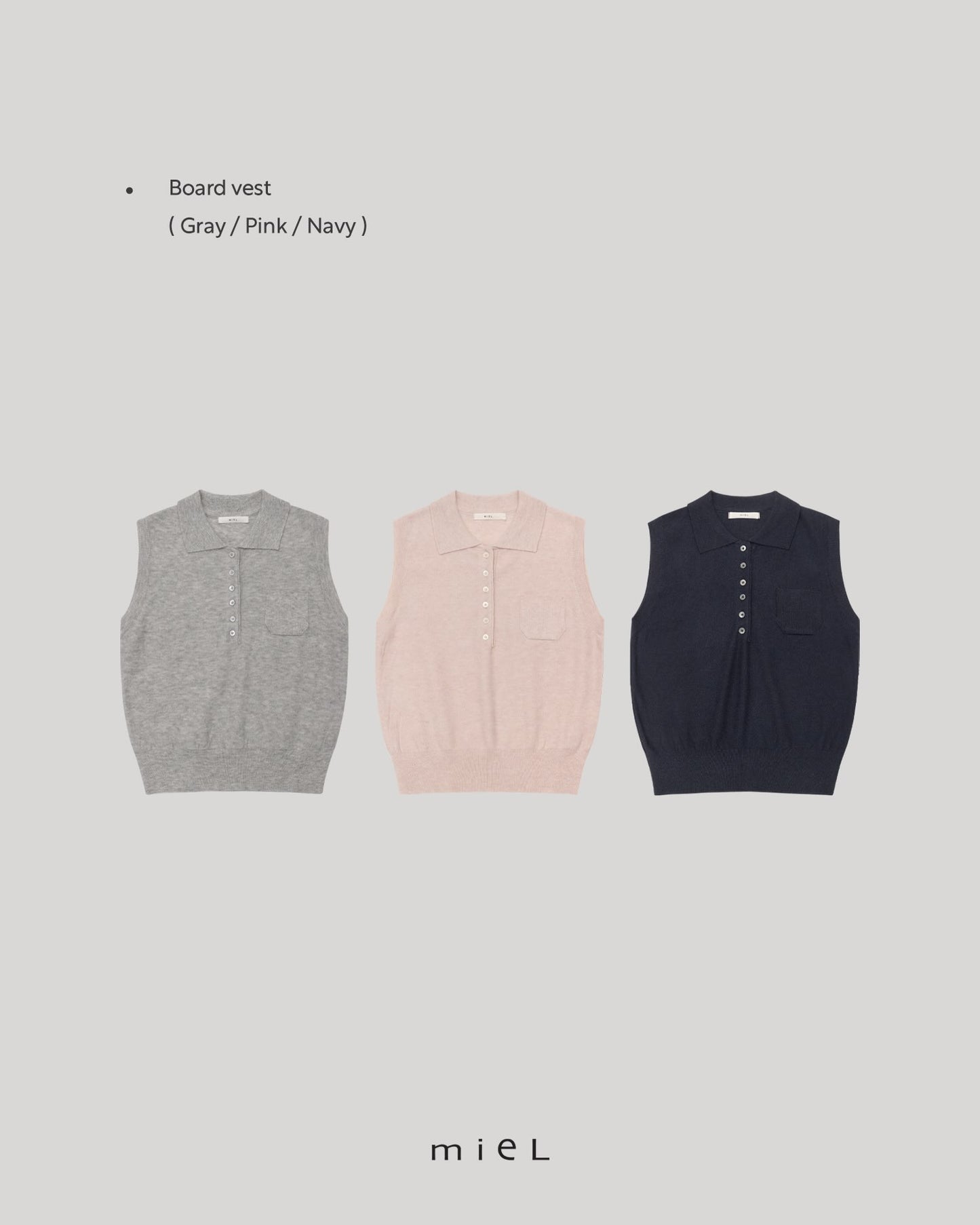 board knit vest-3col