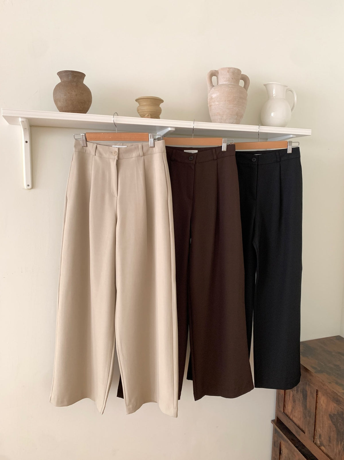 one pintuck long wide pants-3col/ショート丈あり