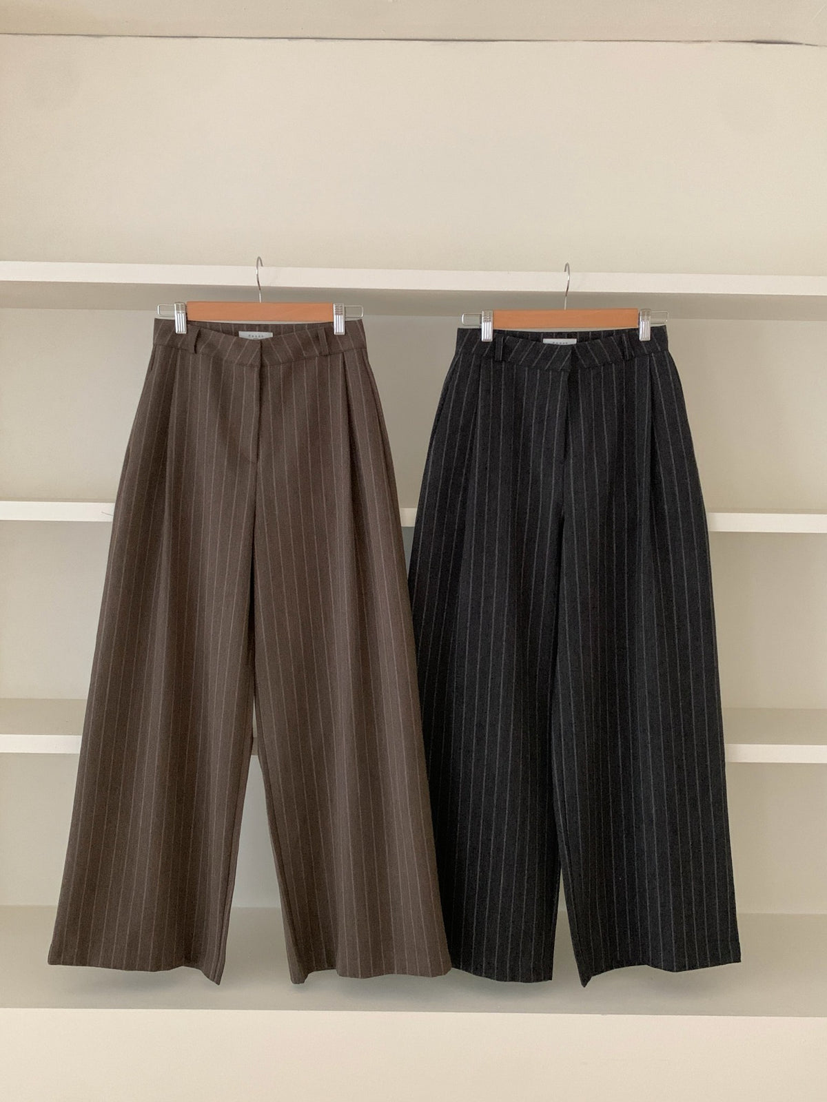 Stripe peach wide slacks-2col/ショート丈あり