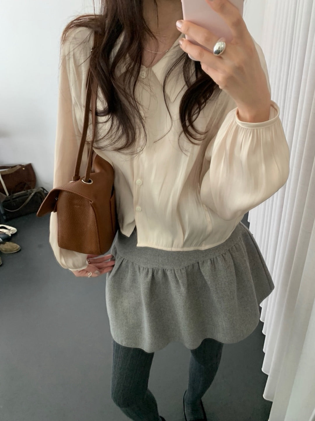 sling collar blouse-3col