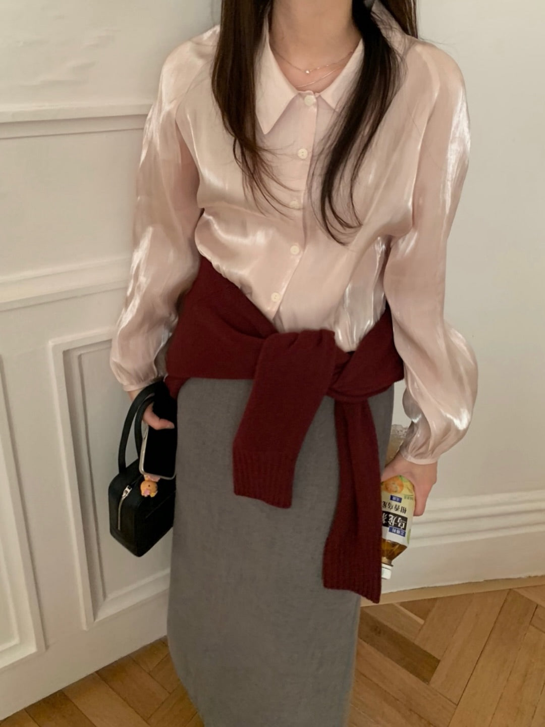 sling collar blouse-3col