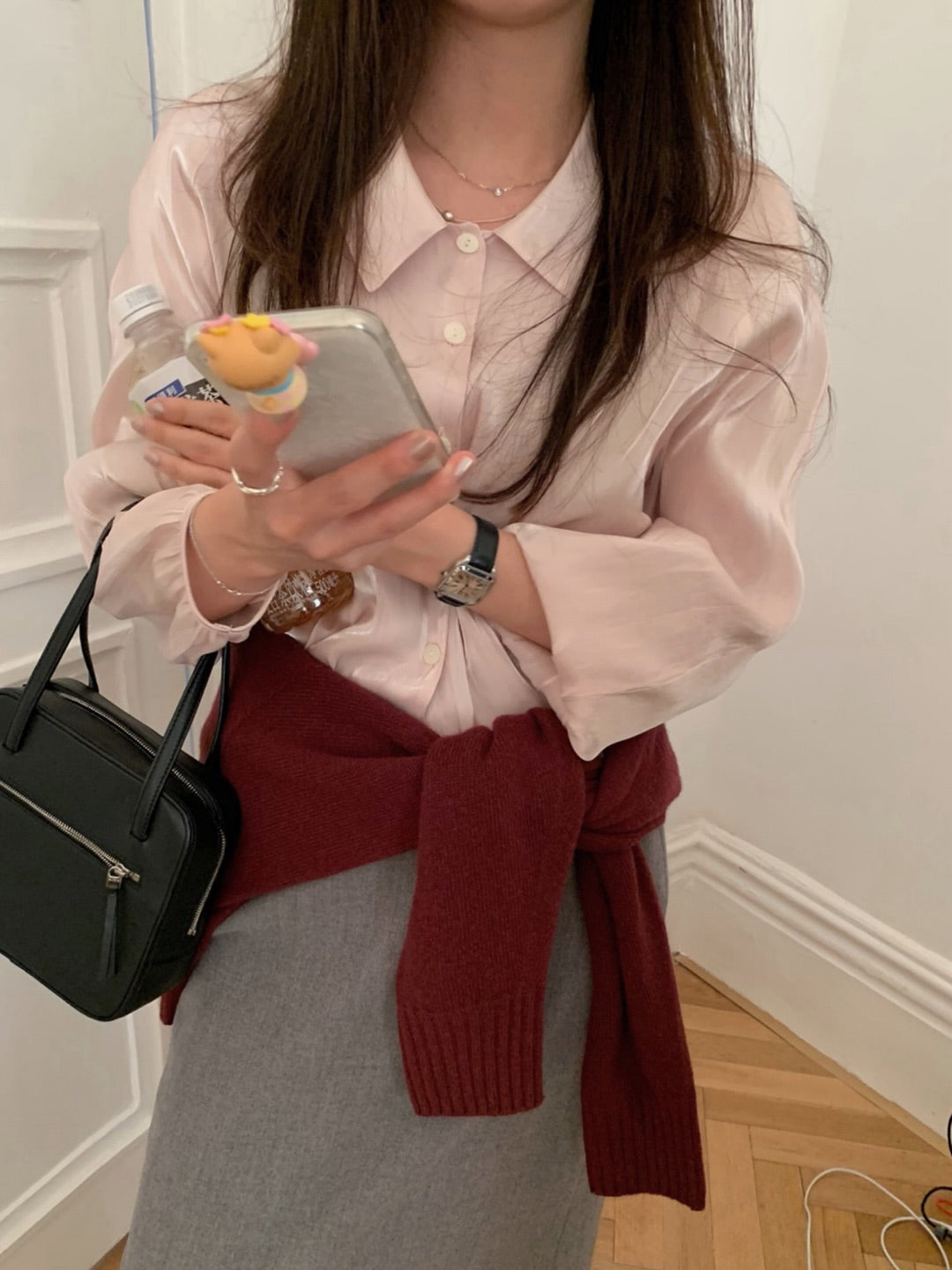 sling collar blouse-3col