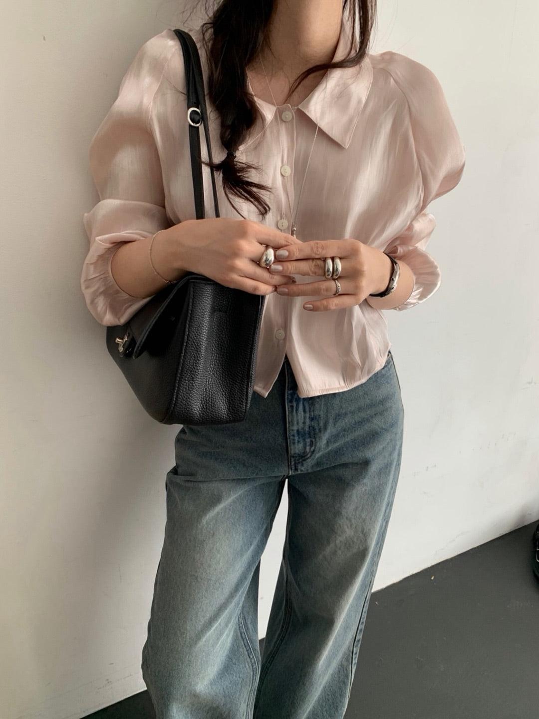 sling collar blouse-3col
