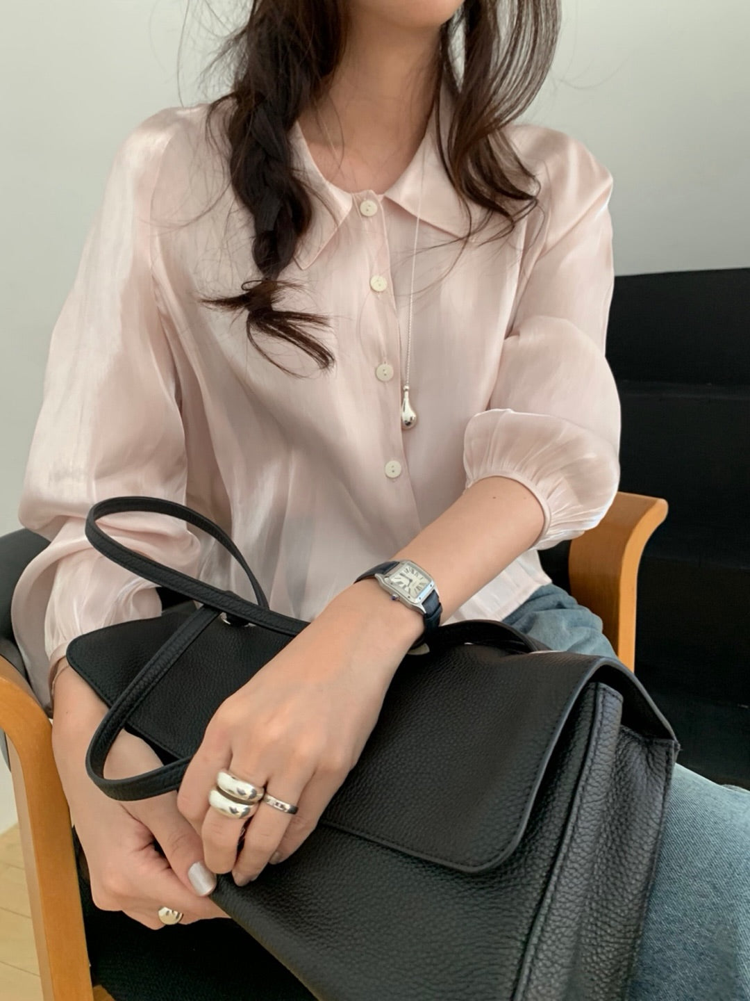 sling collar blouse-3col