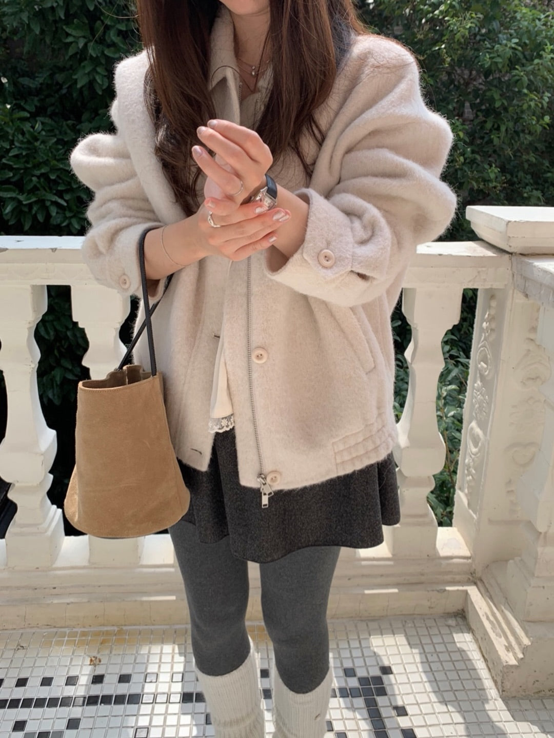 handmade suri alpaca  jacket ct-2col
