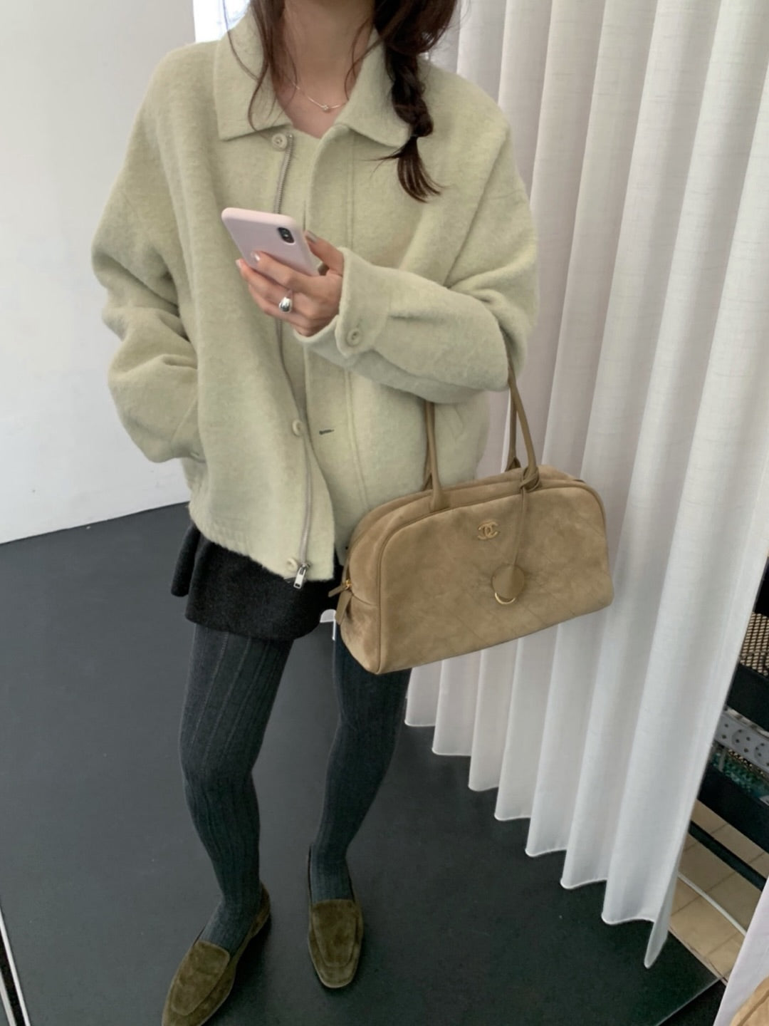 handmade suri alpaca  jacket ct-2col