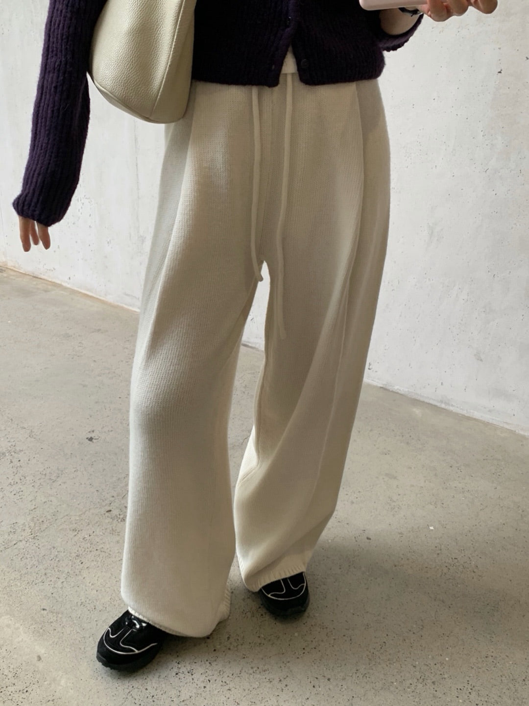 pintuck knit pants-3col