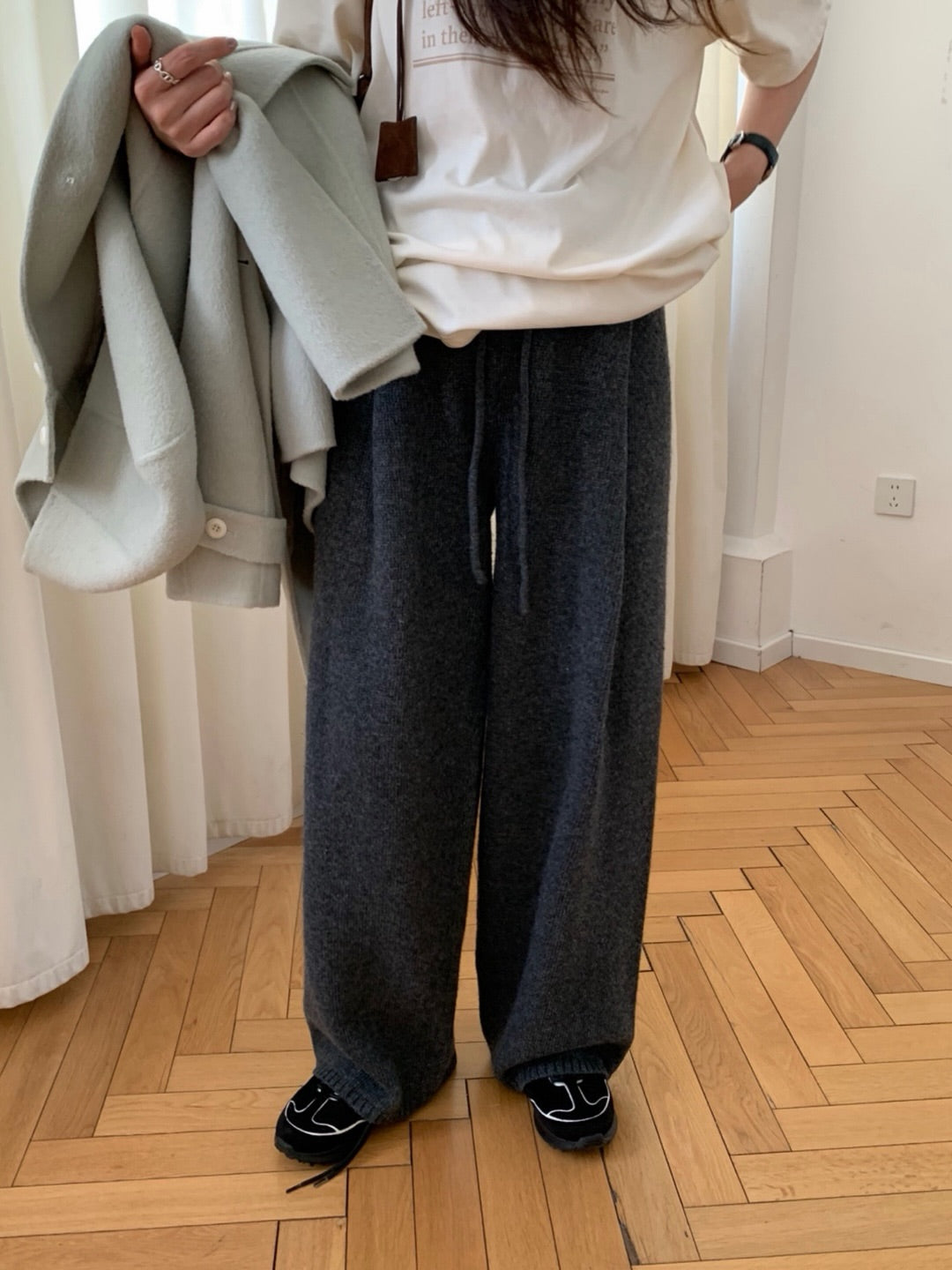 pintuck knit pants-3col