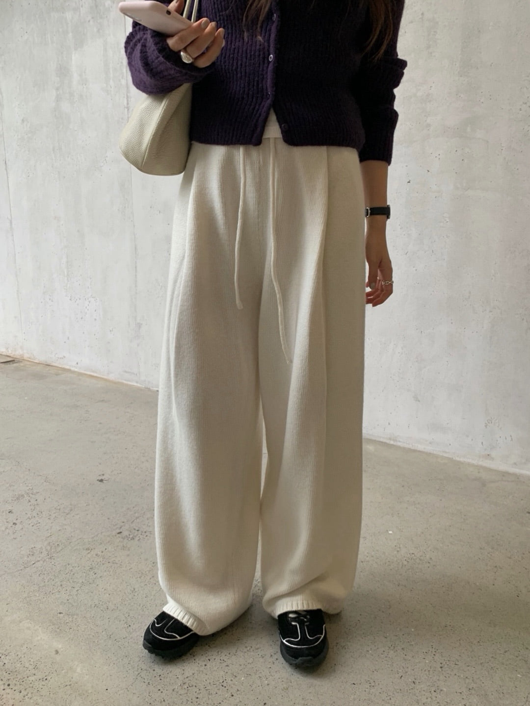 pintuck knit pants-3col