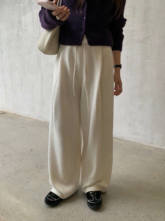 pintuck knit pants-3col
