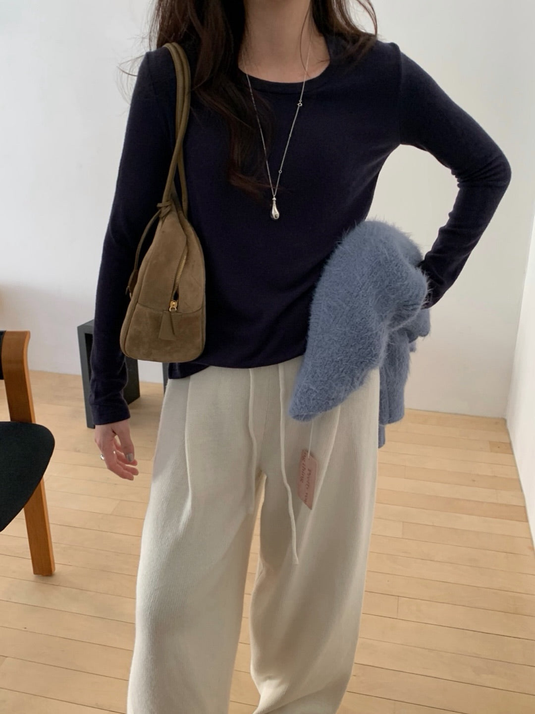 pintuck knit pants-3col