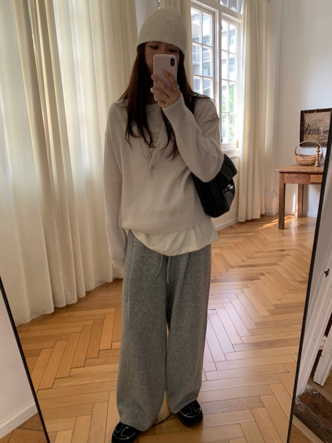 pintuck knit pants-3col
