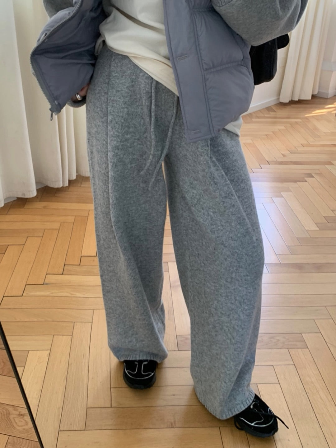 pintuck knit pants-3col