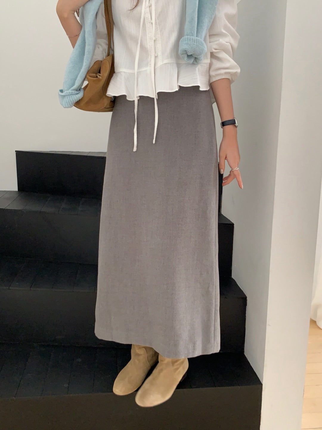 reo woven long skirt-3col