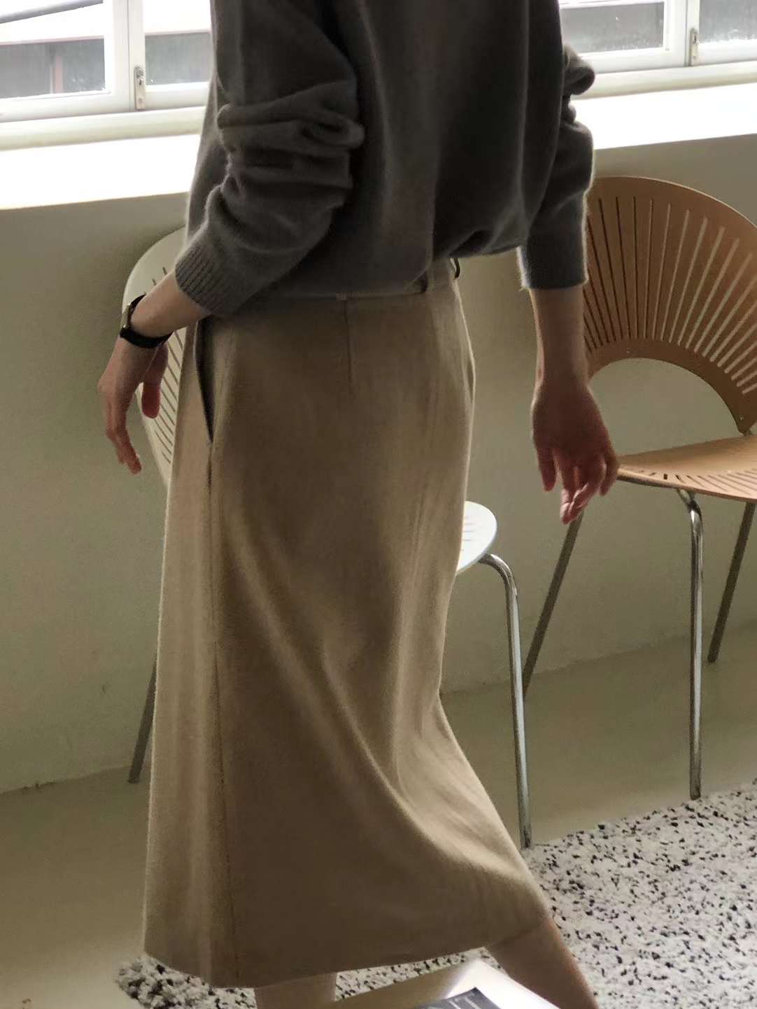 Ounce kelly wool midi skirt-3col