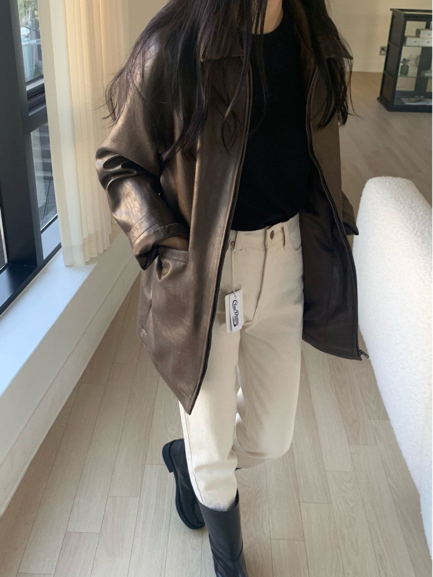 Deondo leather half-coat-2col