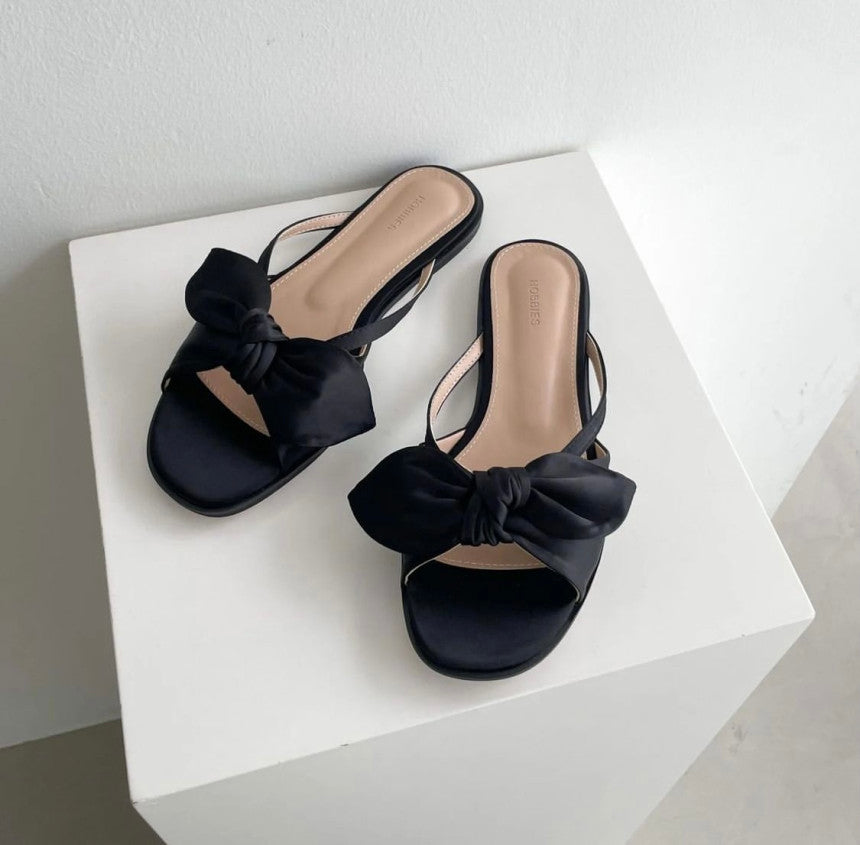 Satin ribbon mule-5col