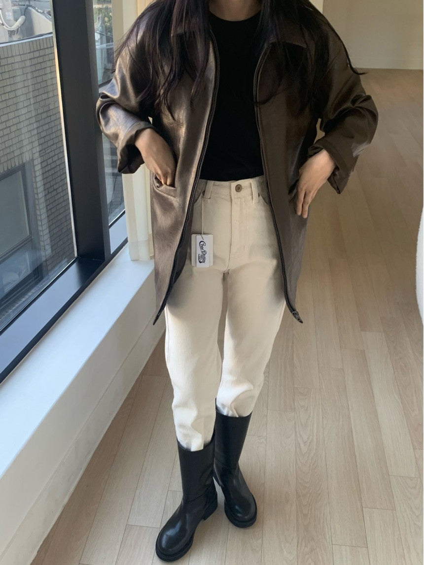 Deondo leather half-coat-2col