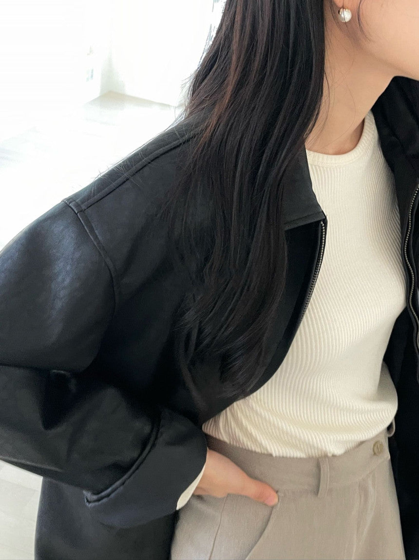 Deondo leather half-coat-2col