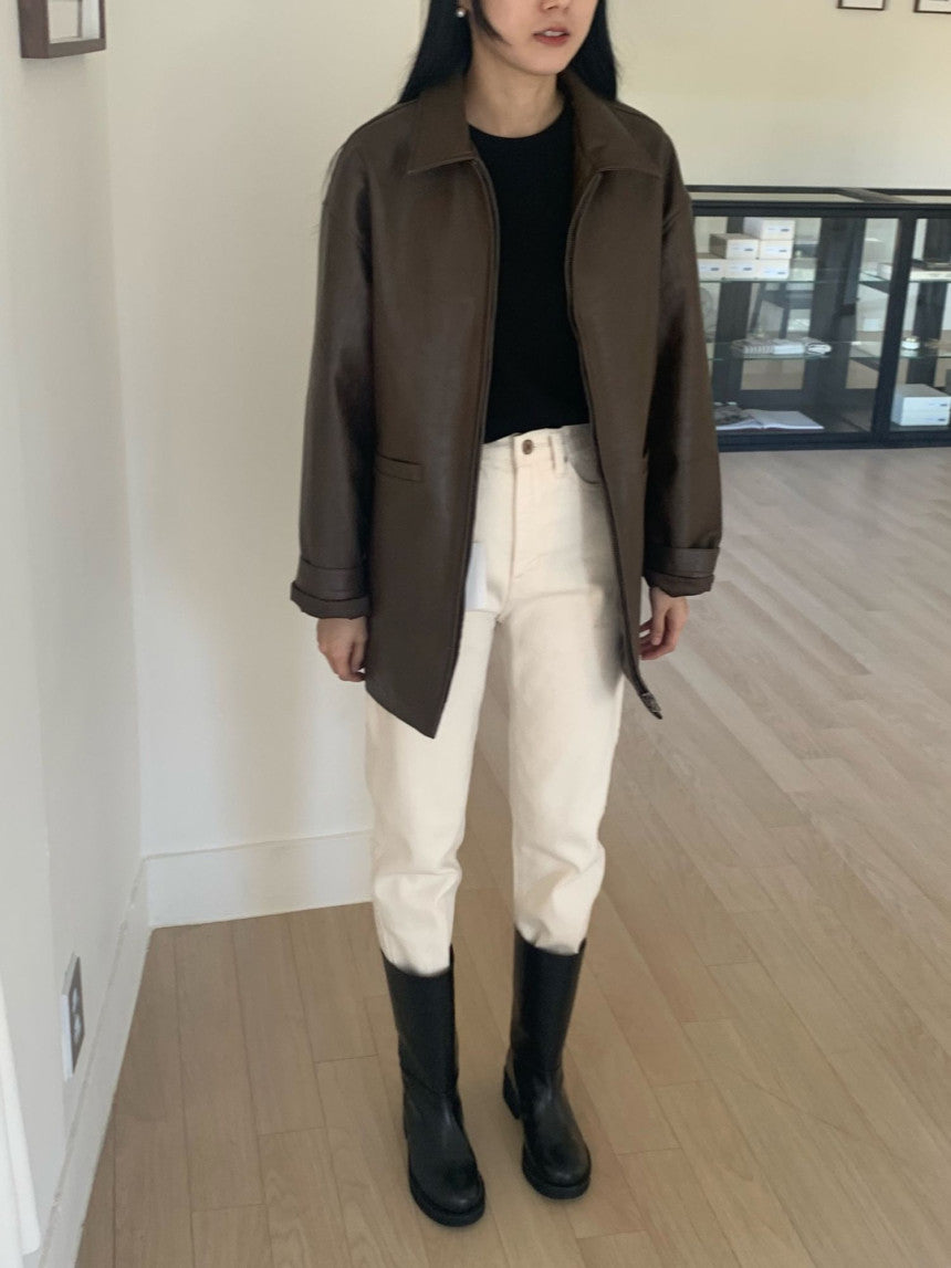 Deondo leather half-coat-2col